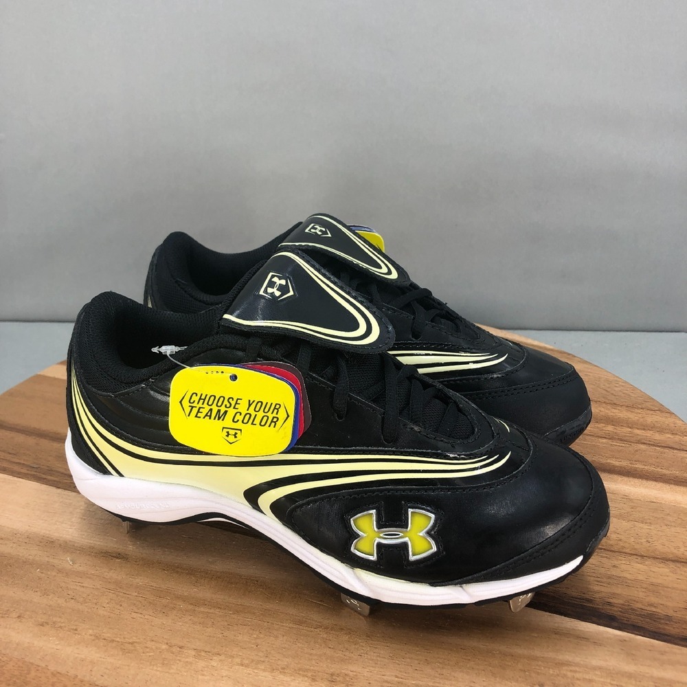 Under Armour Softball Cleats Metal Womens Size 7.5 Black Low Top Lace Up